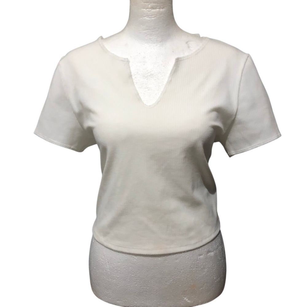 Alya Cream Ribbed Crop Top